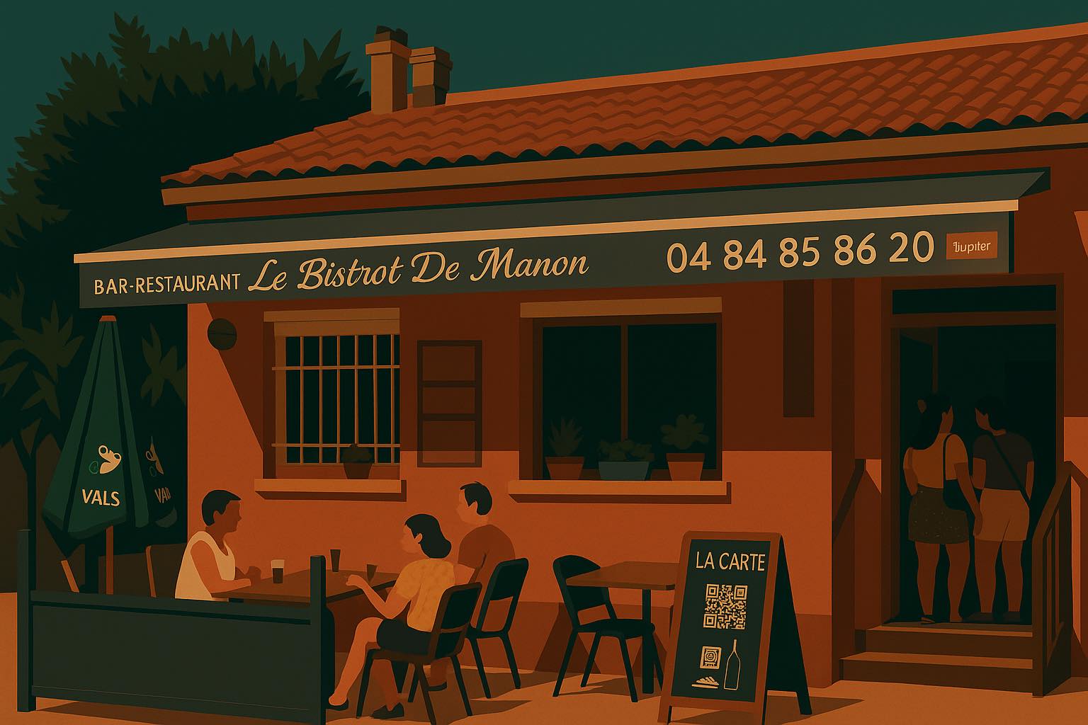 Devanture du Bistrot de Manon à Saint-Roman-de-Malegarde